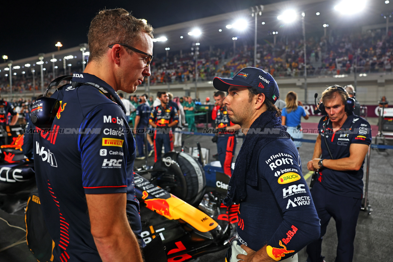 GP QATAR, Sergio Perez (MEX) Red Bull Racing on the grid.

07.10.2023. Formula 1 World Championship, Rd 18, Qatar Grand Prix, Doha, Qatar, Sprint Day.

- www.xpbimages.com, EMail: requests@xpbimages.com © Copyright: Batchelor / XPB Images