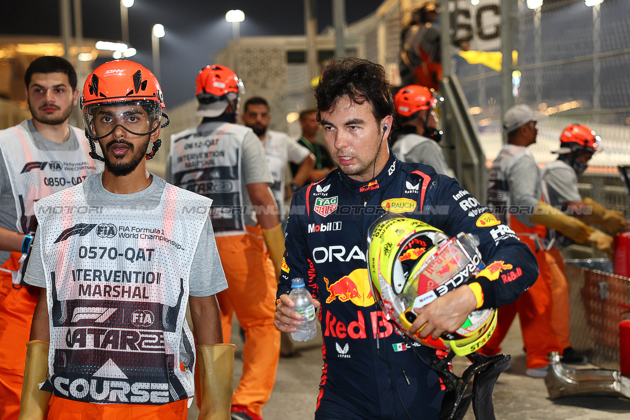 GP QATAR, Sergio Perez (MEX) Red Bull Racing crashed out of the race.

07.10.2023. Formula 1 World Championship, Rd 18, Qatar Grand Prix, Doha, Qatar, Sprint Day.

- www.xpbimages.com, EMail: requests@xpbimages.com © Copyright: Batchelor / XPB Images