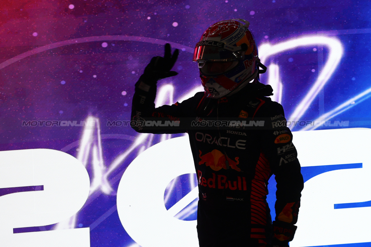 GP QATAR, Max Verstappen (NLD) Red Bull Racing celebrates winning his third World Championship in Sprint parc ferme.
07.10.2023. Formula 1 World Championship, Rd 18, Qatar Grand Prix, Doha, Qatar, Sprint Day.
- www.xpbimages.com, EMail: requests@xpbimages.com © Copyright: Batchelor / XPB Images