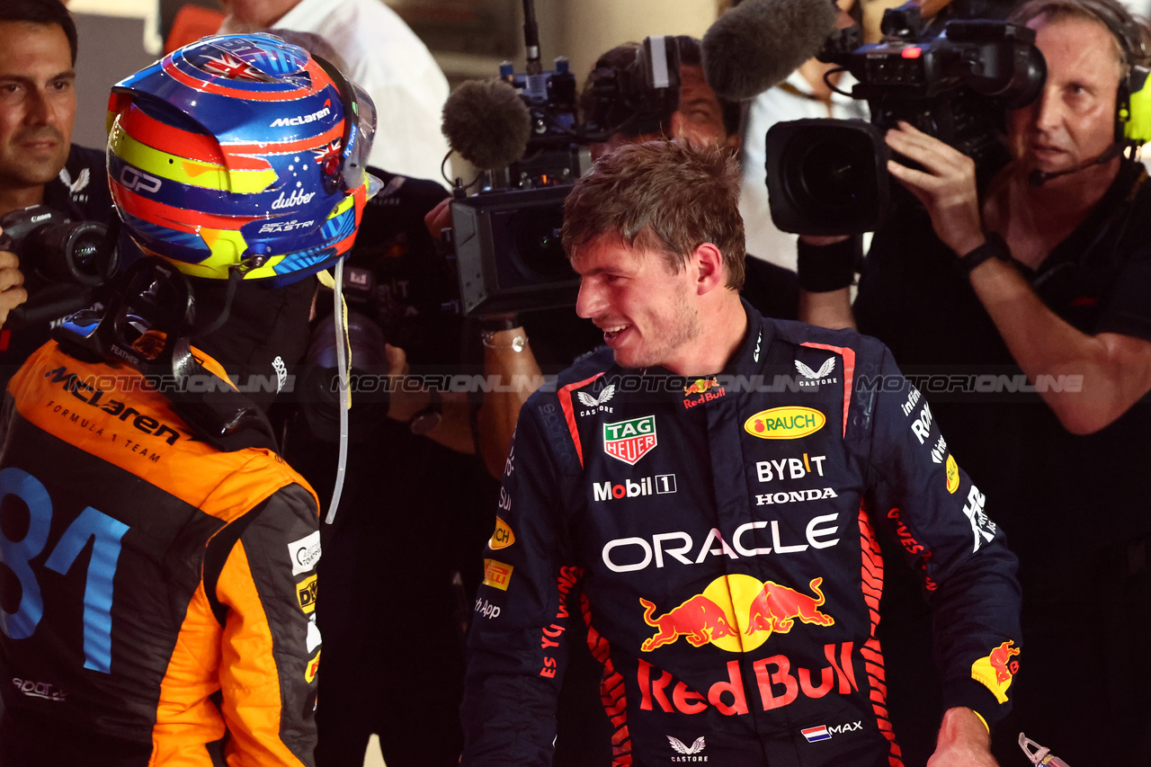 GP QATAR, Max Verstappen (NLD) Red Bull Racing celebrates winning his third World Championship in Sprint parc ferme.
07.10.2023. Formula 1 World Championship, Rd 18, Qatar Grand Prix, Doha, Qatar, Sprint Day.
- www.xpbimages.com, EMail: requests@xpbimages.com © Copyright: Batchelor / XPB Images