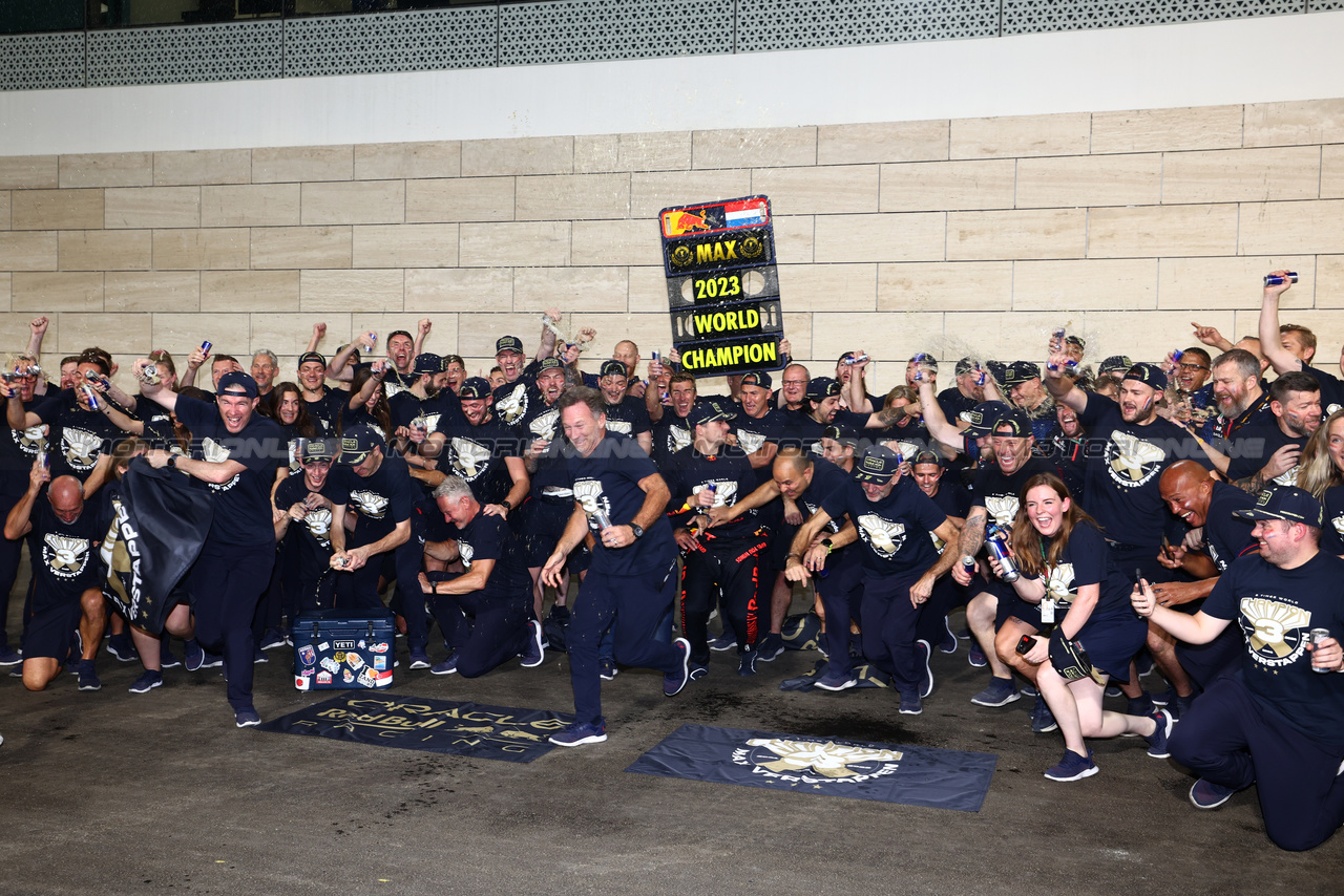 GP QATAR, Max Verstappen (NLD) Red Bull Racing celebrates winning his third World Championship with the team.

07.10.2023. Formula 1 World Championship, Rd 18, Qatar Grand Prix, Doha, Qatar, Sprint Day.

 - www.xpbimages.com, EMail: requests@xpbimages.com © Copyright: Coates / XPB Images
