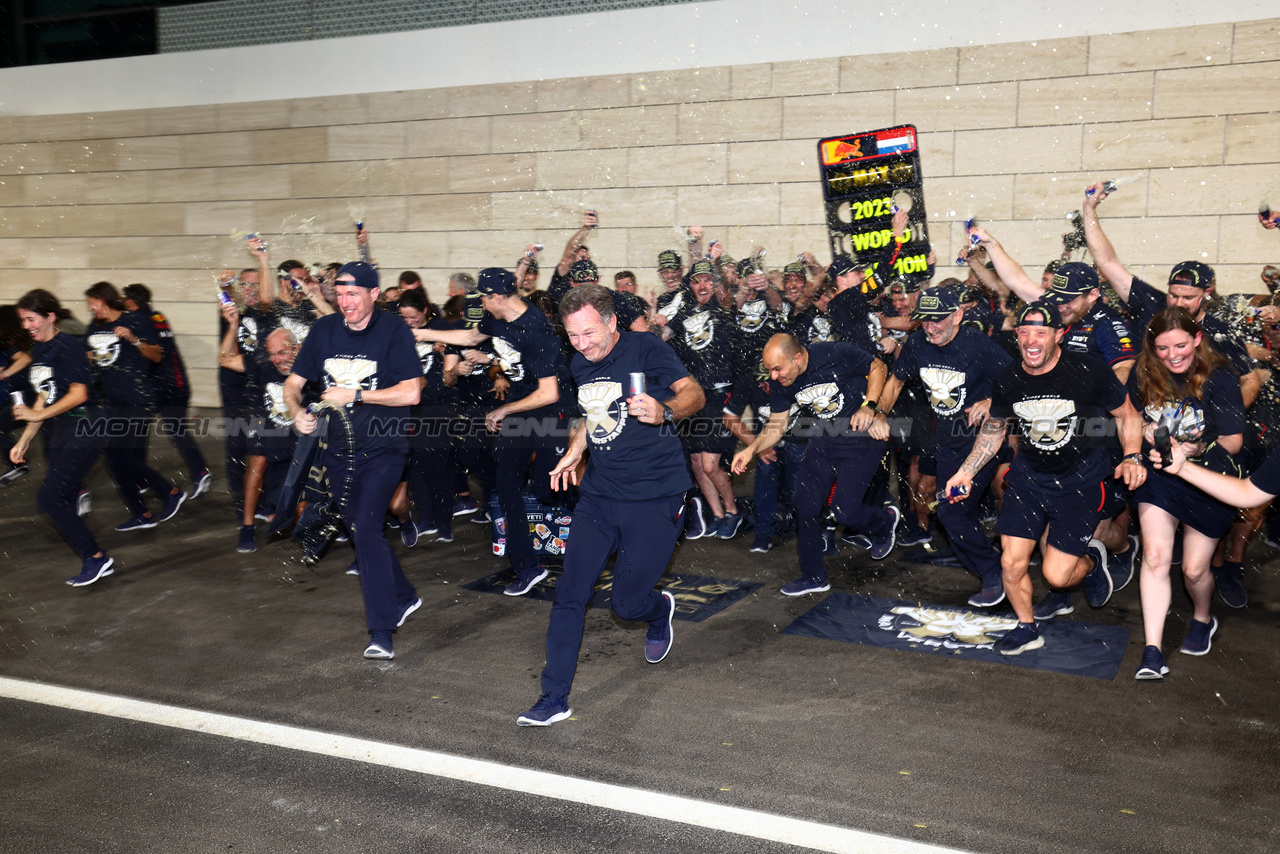 GP QATAR, Max Verstappen (NLD) Red Bull Racing celebrates winning his third World Championship with the team.

07.10.2023. Formula 1 World Championship, Rd 18, Qatar Grand Prix, Doha, Qatar, Sprint Day.

 - www.xpbimages.com, EMail: requests@xpbimages.com © Copyright: Coates / XPB Images