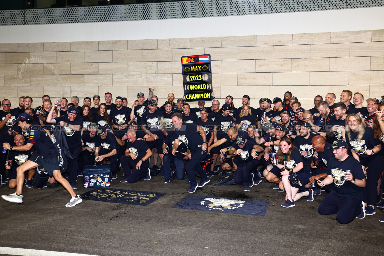 GP QATAR, Max Verstappen (NLD) Red Bull Racing celebrates winning his third World Championship with the team.

07.10.2023. Formula 1 World Championship, Rd 18, Qatar Grand Prix, Doha, Qatar, Sprint Day.

 - www.xpbimages.com, EMail: requests@xpbimages.com © Copyright: Coates / XPB Images