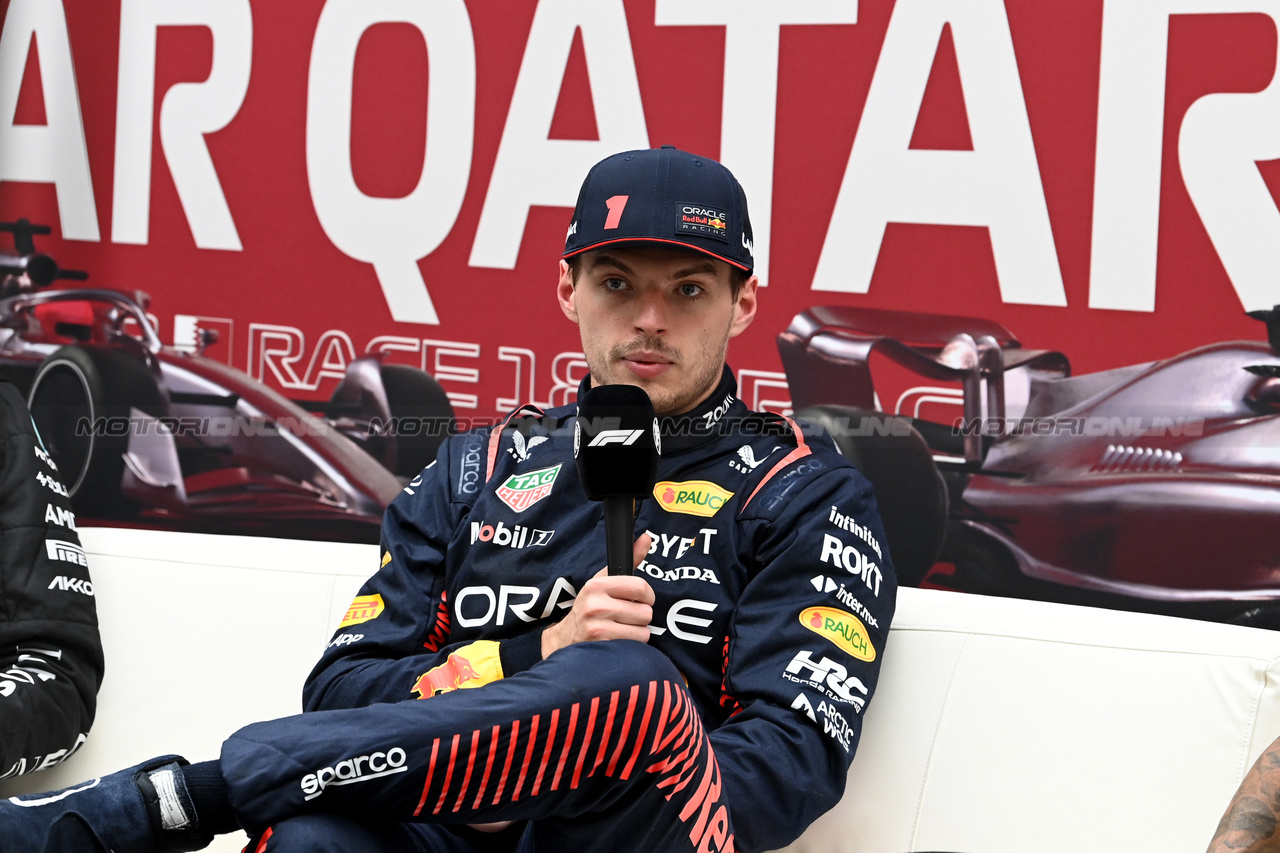 GP QATAR, Max Verstappen (NLD) Red Bull Racing in the post qualifying FIA Press Conference.

06.10.2023 Formula 1 World Championship, Rd 18, Qatar Grand Prix, Doha, Qatar, Qualifiche Day.

- www.xpbimages.com, EMail: requests@xpbimages.com © Copyright: XPB Images