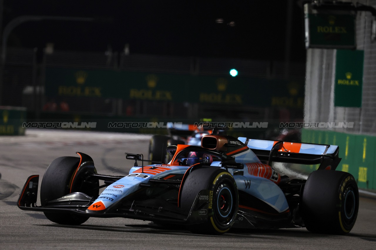 GP SINGAPORE, Alexander Albon (THA) Williams Racing FW45.

17.09.2023. Formula 1 World Championship, Rd 16, Singapore Grand Prix, Marina Bay Street Circuit, Singapore, Gara Day.

- www.xpbimages.com, EMail: requests@xpbimages.com © Copyright: Bearne / XPB Images