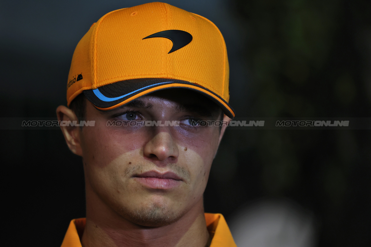 GP SINGAPORE, Lando Norris (GBR) McLaren.

14.09.2023. Formula 1 World Championship, Rd 16, Singapore Grand Prix, Marina Bay Street Circuit, Singapore, Preparation Day.

 - www.xpbimages.com, EMail: requests@xpbimages.com © Copyright: Rew / XPB Images