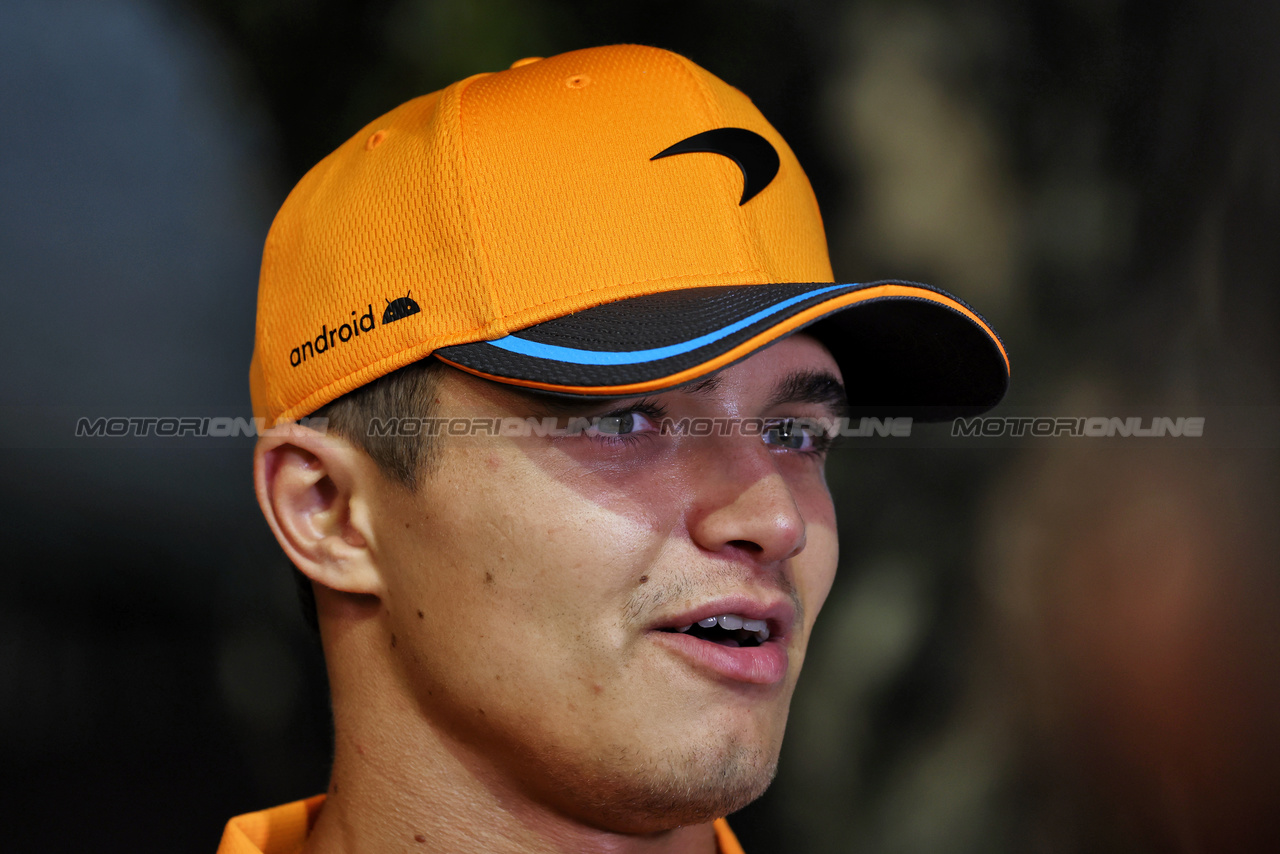 GP SINGAPORE, Lando Norris (GBR) McLaren.

14.09.2023. Formula 1 World Championship, Rd 16, Singapore Grand Prix, Marina Bay Street Circuit, Singapore, Preparation Day.

 - www.xpbimages.com, EMail: requests@xpbimages.com © Copyright: Rew / XPB Images