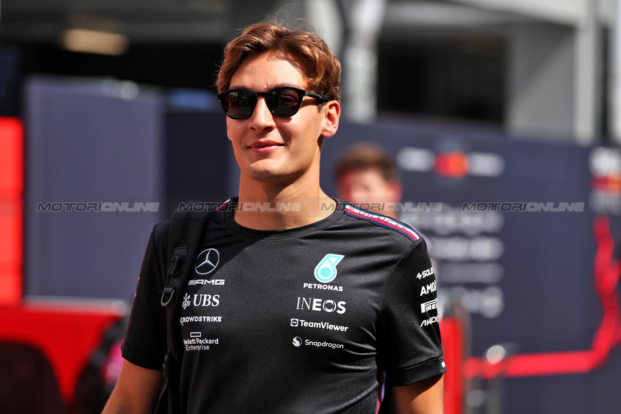 GP SINGAPORE, George Russell (GBR) Mercedes AMG F1.

14.09.2023. Formula 1 World Championship, Rd 16, Singapore Grand Prix, Marina Bay Street Circuit, Singapore, Preparation Day.

- www.xpbimages.com, EMail: requests@xpbimages.com © Copyright: Moy / XPB Images