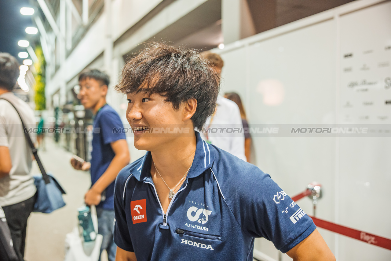 GP SINGAPORE, Yuki Tsunoda (JPN) AlphaTauri.

14.09.2023. Formula 1 World Championship, Rd 16, Singapore Grand Prix, Marina Bay Street Circuit, Singapore, Preparation Day.

- www.xpbimages.com, EMail: requests@xpbimages.com © Copyright: Bearne / XPB Images