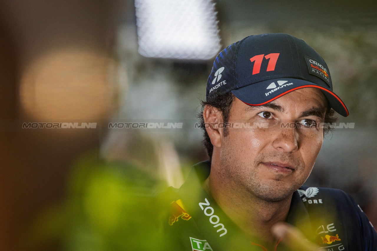 GP SINGAPORE, Sergio Perez (MEX) Red Bull Racing.

14.09.2023. Formula 1 World Championship, Rd 16, Singapore Grand Prix, Marina Bay Street Circuit, Singapore, Preparation Day.

- www.xpbimages.com, EMail: requests@xpbimages.com © Copyright: Bearne / XPB Images