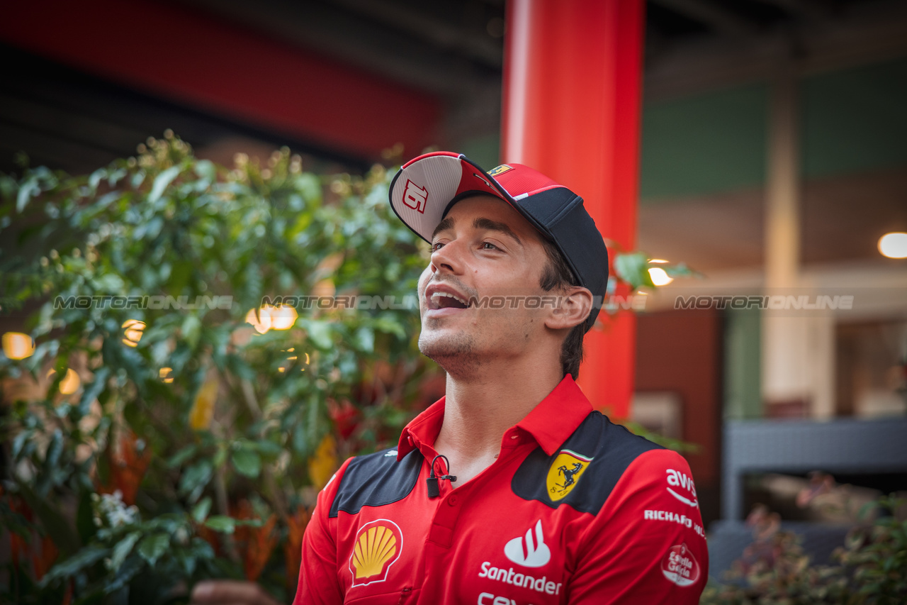 GP SINGAPORE, Charles Leclerc (MON) Ferrari.

14.09.2023. Formula 1 World Championship, Rd 16, Singapore Grand Prix, Marina Bay Street Circuit, Singapore, Preparation Day.

- www.xpbimages.com, EMail: requests@xpbimages.com © Copyright: Bearne / XPB Images