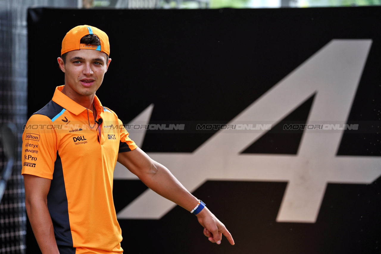 GP SINGAPORE, Lando Norris (GBR) McLaren.

14.09.2023. Formula 1 World Championship, Rd 16, Singapore Grand Prix, Marina Bay Street Circuit, Singapore, Preparation Day.

- www.xpbimages.com, EMail: requests@xpbimages.com © Copyright: Moy / XPB Images