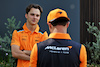 GP SINGAPORE, (L to R): Oscar Piastri (AUS) McLaren with team mate Lando Norris (GBR) McLaren. 
14.09.2023. Formula 1 World Championship, Rd 16, Singapore Grand Prix, Marina Bay Street Circuit, Singapore, Preparation Day.
- www.xpbimages.com, EMail: requests@xpbimages.com © Copyright: Moy / XPB Images