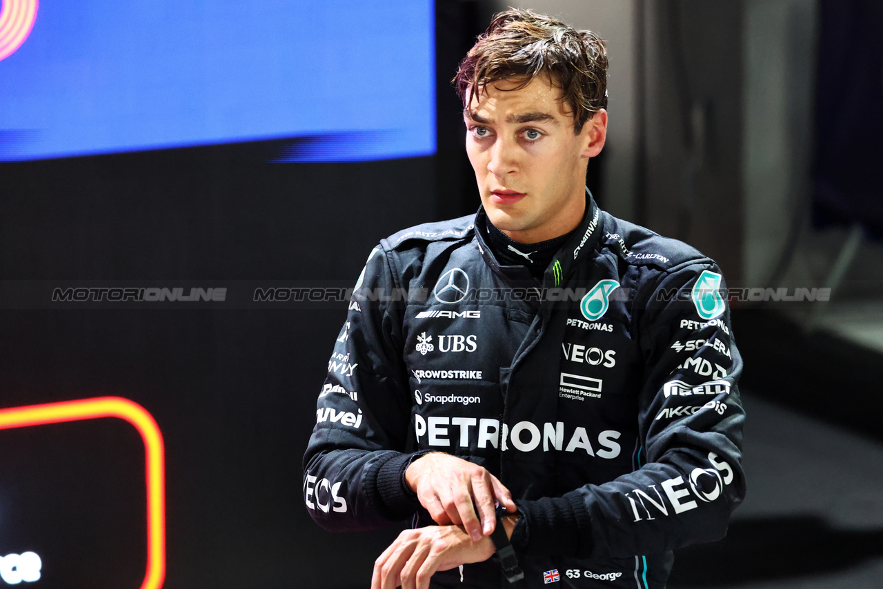 GP SINGAPORE, George Russell (GBR) Mercedes AMG F1 in qualifying parc ferme.

16.09.2023. Formula 1 World Championship, Rd 16, Singapore Grand Prix, Marina Bay Street Circuit, Singapore, Qualifiche Day.

- www.xpbimages.com, EMail: requests@xpbimages.com © Copyright: Batchelor / XPB Images