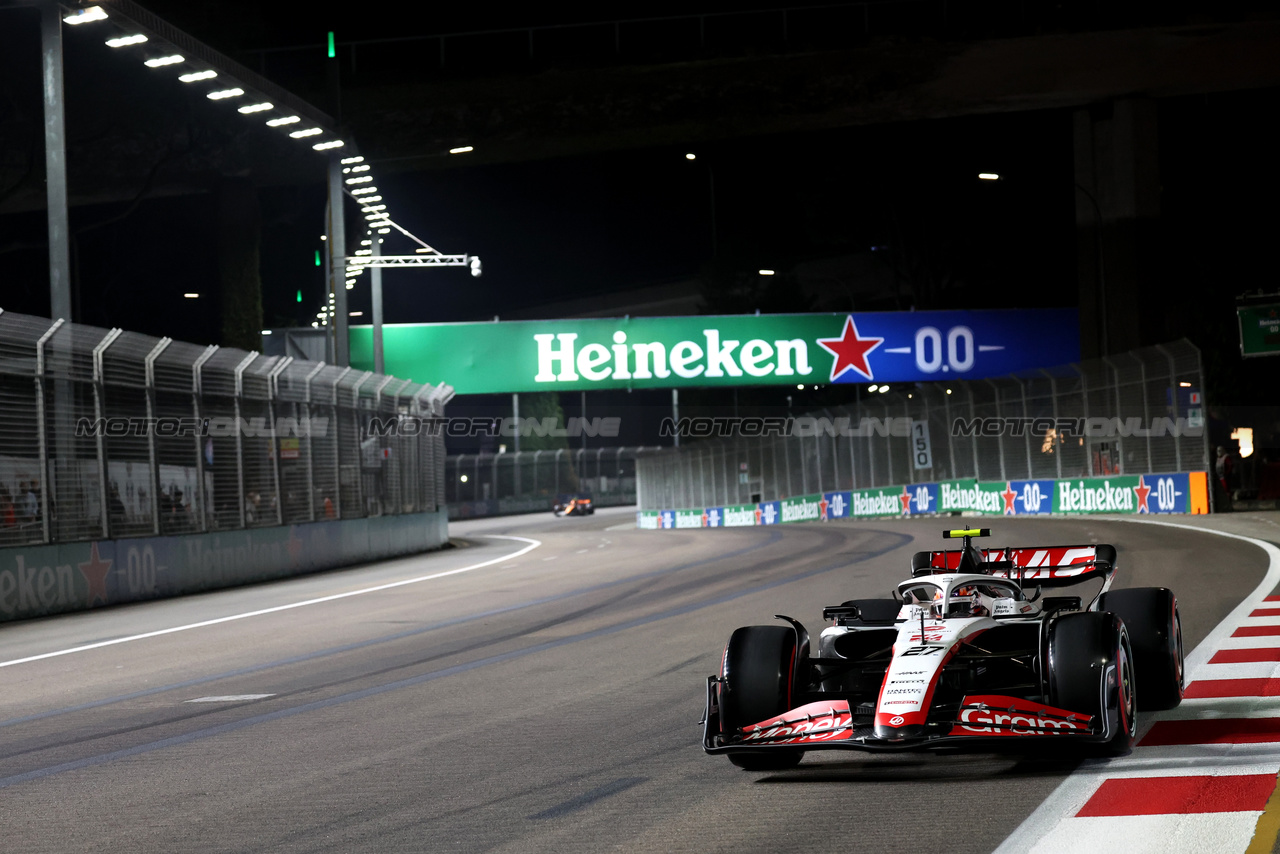 GP SINGAPORE, Nico Hulkenberg (GER) Haas VF-23.

16.09.2023. Formula 1 World Championship, Rd 16, Singapore Grand Prix, Marina Bay Street Circuit, Singapore, Qualifiche Day.

 - www.xpbimages.com, EMail: requests@xpbimages.com © Copyright: Rew / XPB Images