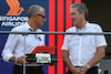 GP SINGAPORE, (L to R): Stefano Domenicali (ITA) Formula One President e CEO on the F1 in Schools World Finals podium with Andrew Denton (GBR) F1 In Schools.
16.09.2023. Formula 1 World Championship, Rd 16, Singapore Grand Prix, Marina Bay Street Circuit, Singapore, Qualifiche Day.
- www.xpbimages.com, EMail: requests@xpbimages.com © Copyright: Batchelor / XPB Images