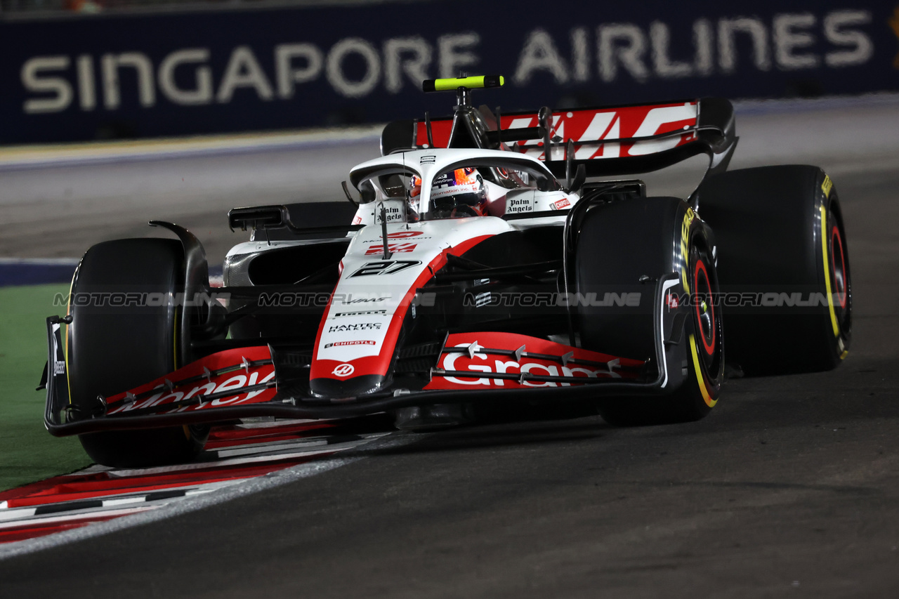 GP SINGAPORE, Nico Hulkenberg (GER) Haas VF-23.

15.09.2023. Formula 1 World Championship, Rd 16, Singapore Grand Prix, Marina Bay Street Circuit, Singapore, Practice Day.

- www.xpbimages.com, EMail: requests@xpbimages.com © Copyright: Batchelor / XPB Images