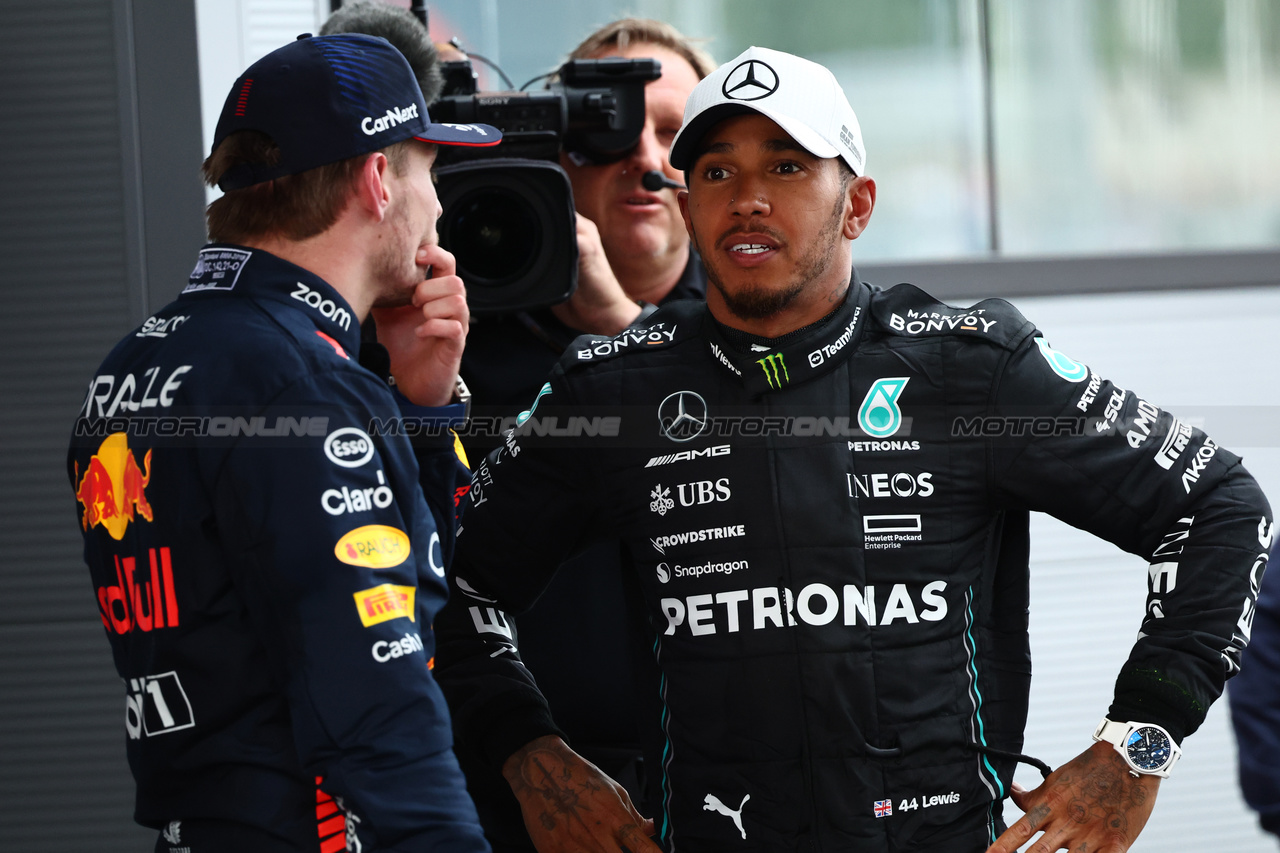 GP SPAGNA, 1st place Max Verstappen (NLD) Red Bull Racing e 2nd place Lewis Hamilton (GBR) Mercedes AMG F1.
04.06.2023. Formula 1 World Championship, Rd 8, Spanish Grand Prix, Barcelona, Spain, Gara Day.
- www.xpbimages.com, EMail: requests@xpbimages.com ¬© Copyright: Batchelor / XPB Images