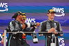 GP SPAGNA, (L to R): Lewis Hamilton (GBR) Mercedes AMG F1 celebrates his second position on the podium with third placed team mate George Russell (GBR) Mercedes AMG F1.
04.06.2023. Formula 1 World Championship, Rd 8, Spanish Grand Prix, Barcelona, Spain, Gara Day.
- www.xpbimages.com, EMail: requests@xpbimages.com ¬© Copyright: Bearne / XPB Images