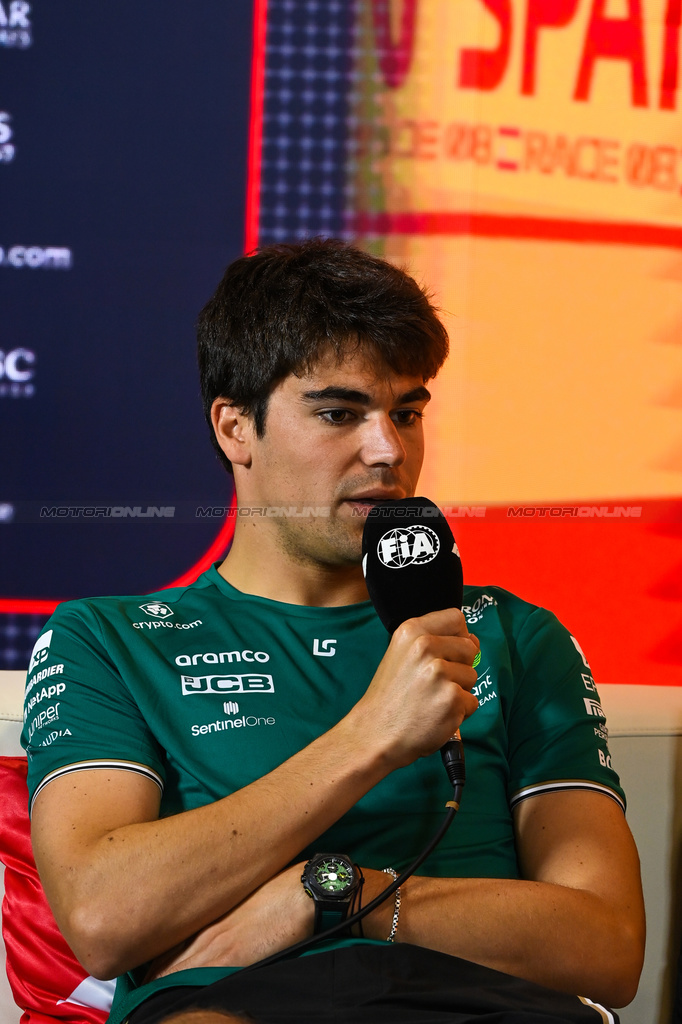 GP SPAGNA, Lance Stroll (CDN) Aston Martin F1 Team in the FIA Press Conference.

01.06.2023. Formula 1 World Championship, Rd 8, Spanish Grand Prix, Barcelona, Spain, Preparation Day.

- www.xpbimages.com, EMail: requests@xpbimages.com ¬© Copyright: XPB Images