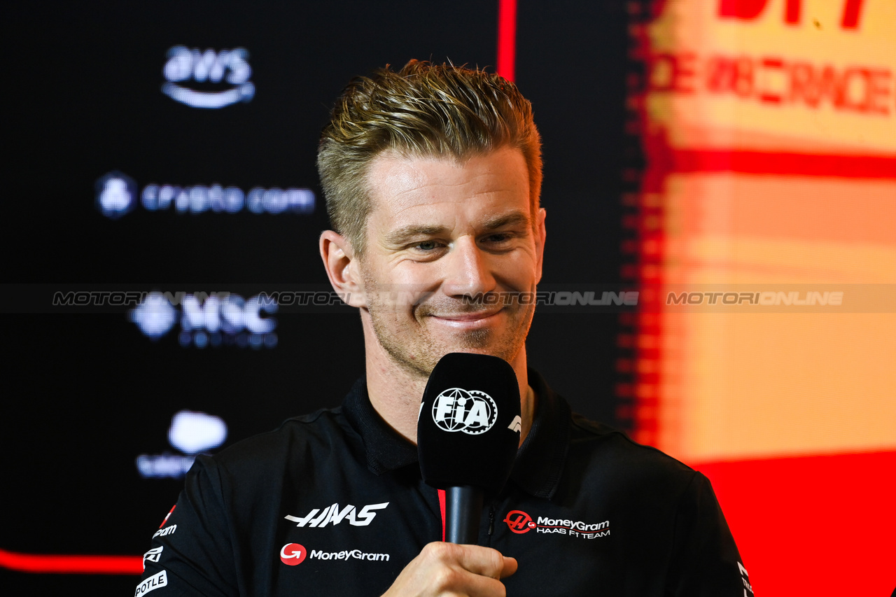 GP SPAGNA, Nico Hulkenberg (GER) Haas F1 Team in the FIA Press Conference.

01.06.2023. Formula 1 World Championship, Rd 8, Spanish Grand Prix, Barcelona, Spain, Preparation Day.

- www.xpbimages.com, EMail: requests@xpbimages.com ¬© Copyright: XPB Images