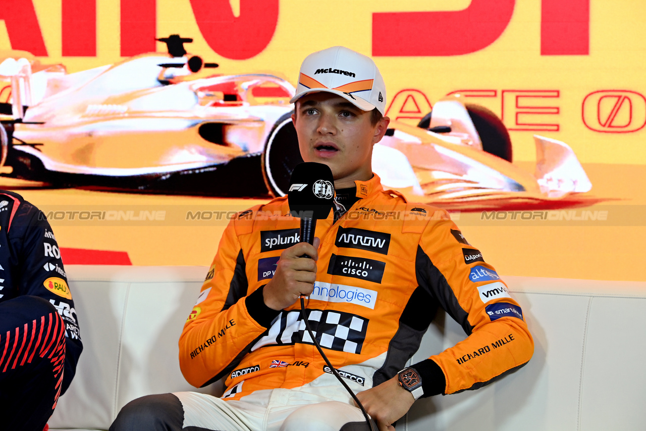 GP SPAGNA, Lando Norris (GBR) McLaren in the post qualifying FIA Press Conference.

03.06.2023. Formula 1 World Championship, Rd 8, Spanish Grand Prix, Barcelona, Spain, Qualifiche Day.

- www.xpbimages.com, EMail: requests@xpbimages.com ¬© Copyright: XPB Images