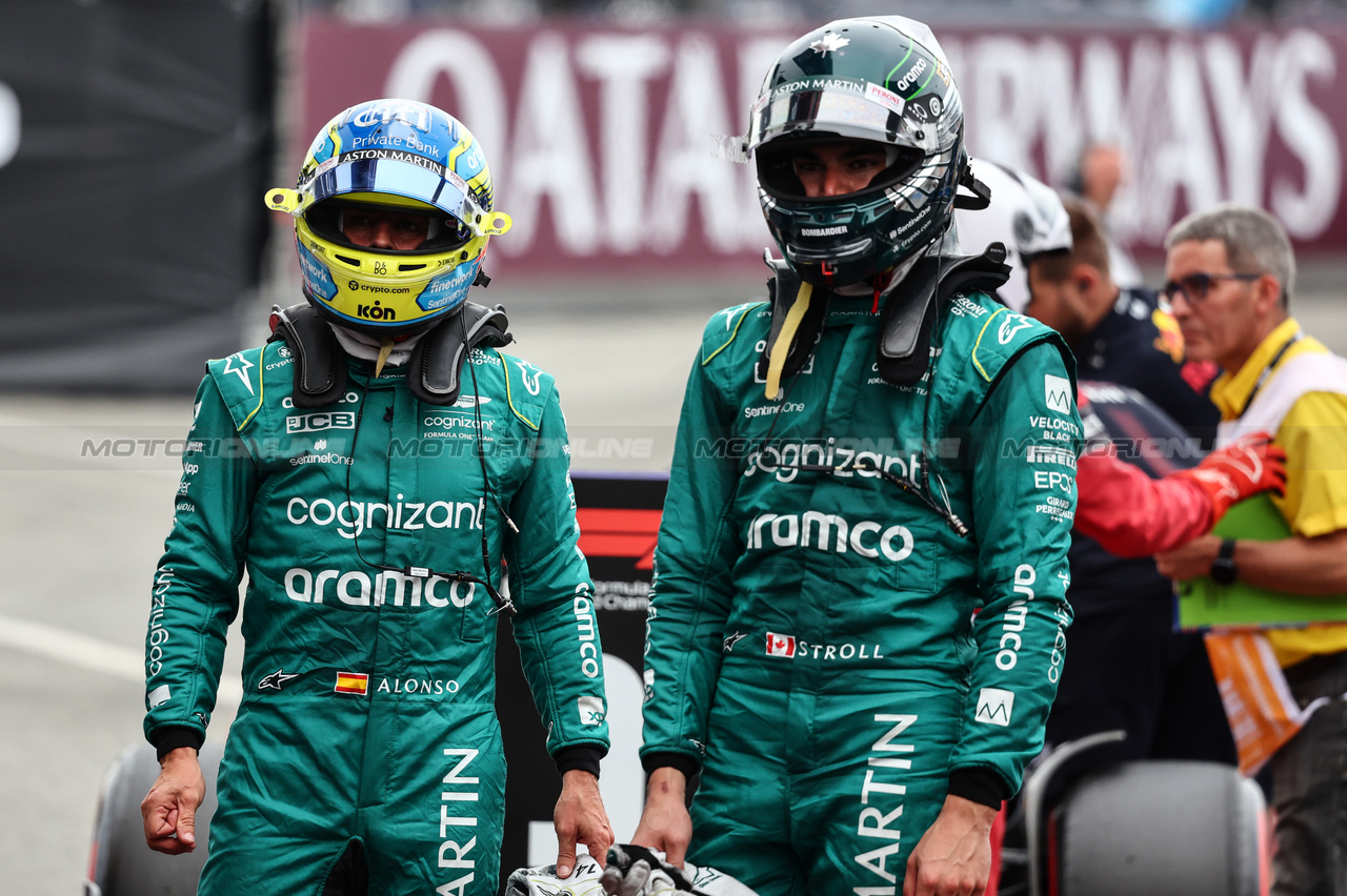 GP SPAGNA, Fernando Alonso (ESP), Aston Martin Racing e Lance Stroll (CDN), Aston Martin F1 Team 
03.06.2023. Formula 1 World Championship, Rd 8, Spanish Grand Prix, Barcelona, Spain, Qualifiche Day.
- www.xpbimages.com, EMail: requests@xpbimages.com ¬© Copyright: Charniaux / XPB Images