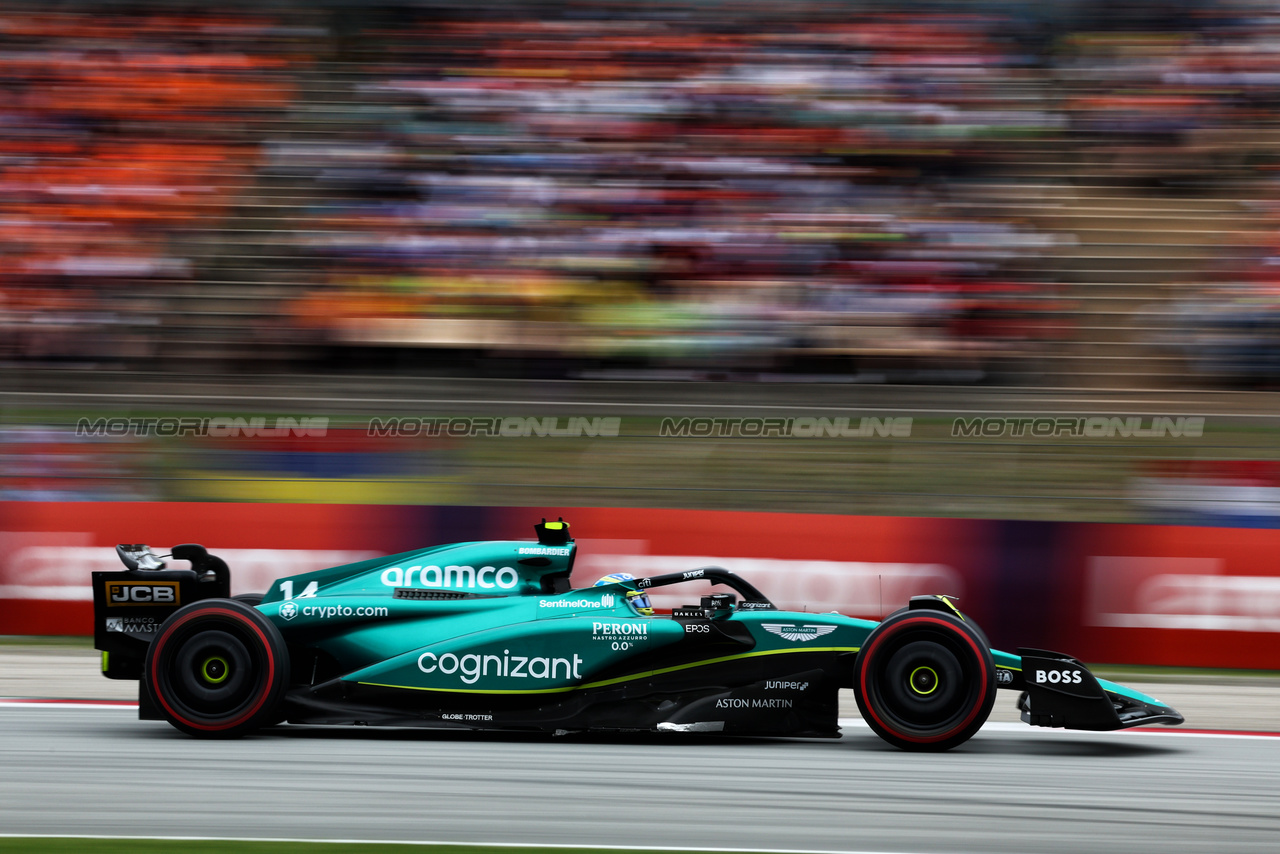 GP SPAGNA, Fernando Alonso (ESP) Aston Martin F1 Team AMR23.

03.06.2023. Formula 1 World Championship, Rd 8, Spanish Grand Prix, Barcelona, Spain, Qualifiche Day.

- www.xpbimages.com, EMail: requests@xpbimages.com ¬© Copyright: Batchelor / XPB Images