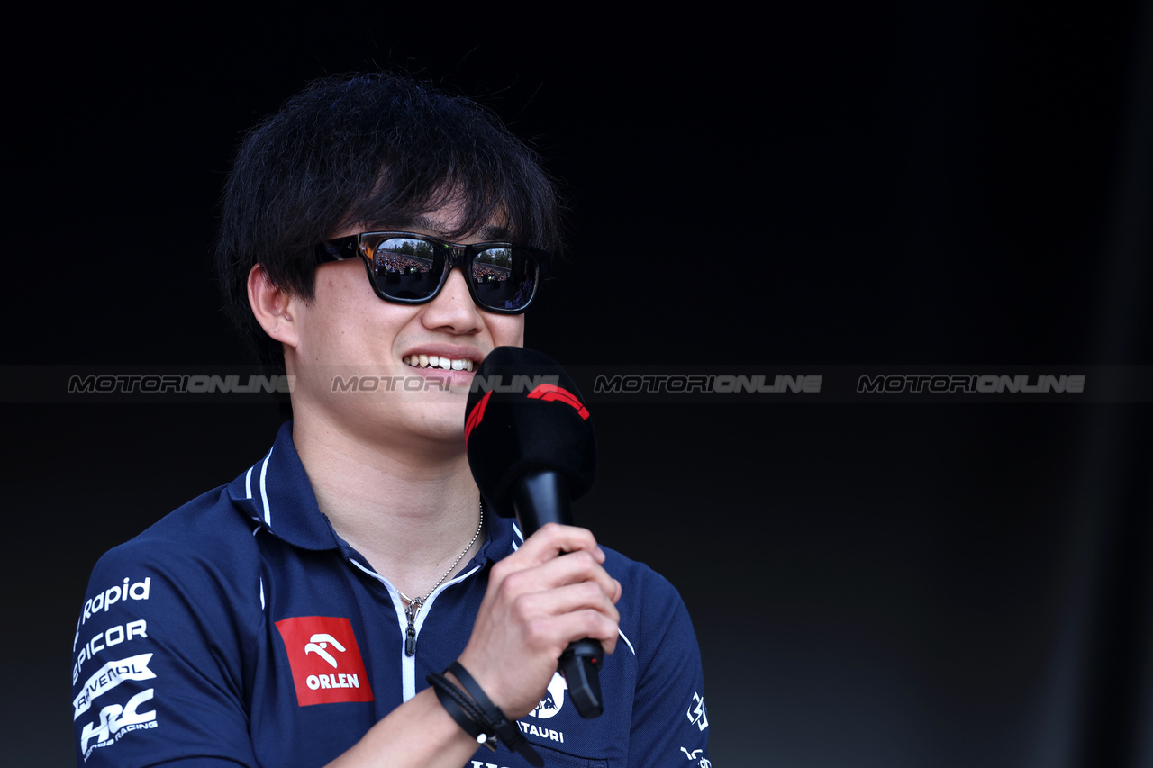 GP SPAGNA, Yuki Tsunoda (JPN) AlphaTauri on the FanZone Stage.

02.06.2023 Formula 1 World Championship, Rd 8, Spanish Grand Prix, Barcelona, Spain, Practice Day.

- www.xpbimages.com, EMail: requests@xpbimages.com ¬© Copyright: Bearne / XPB Images