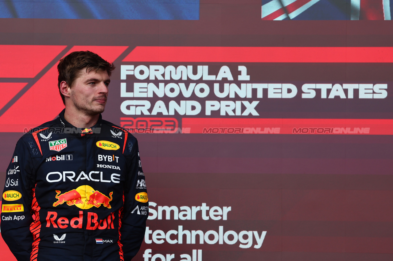 GP STATI UNITI, 1st place Max Verstappen (NLD) Red Bull Racing RB19.
22.10.2023. Formula 1 World Championship, Rd 19, United States Grand Prix, Austin, Texas, USA, Gara Day.
- www.xpbimages.com, EMail: requests@xpbimages.com © Copyright: Batchelor / XPB Images