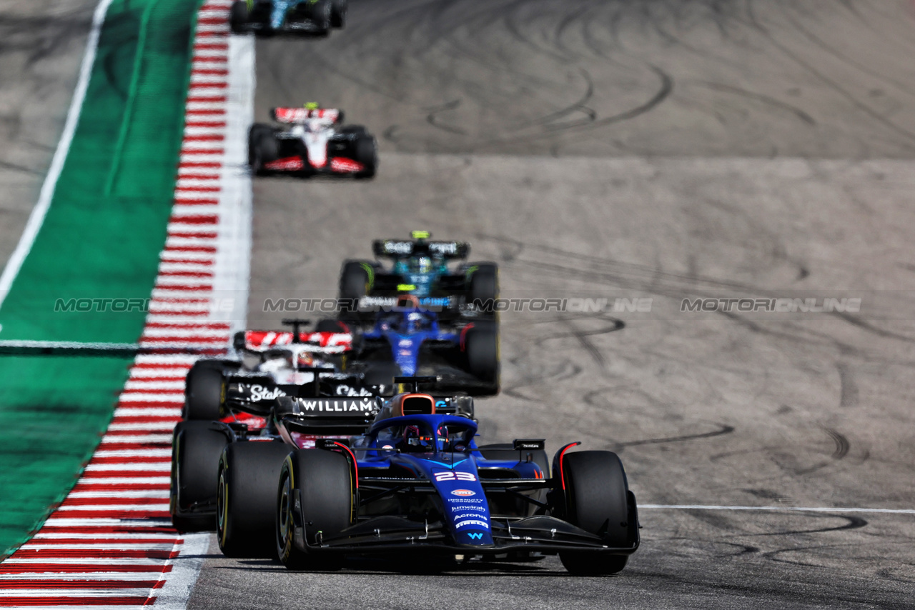 GP STATI UNITI, Alexander Albon (THA) Williams Racing FW45.

22.10.2023. Formula 1 World Championship, Rd 19, United States Grand Prix, Austin, Texas, USA, Gara Day.

- www.xpbimages.com, EMail: requests@xpbimages.com © Copyright: Moy / XPB Images