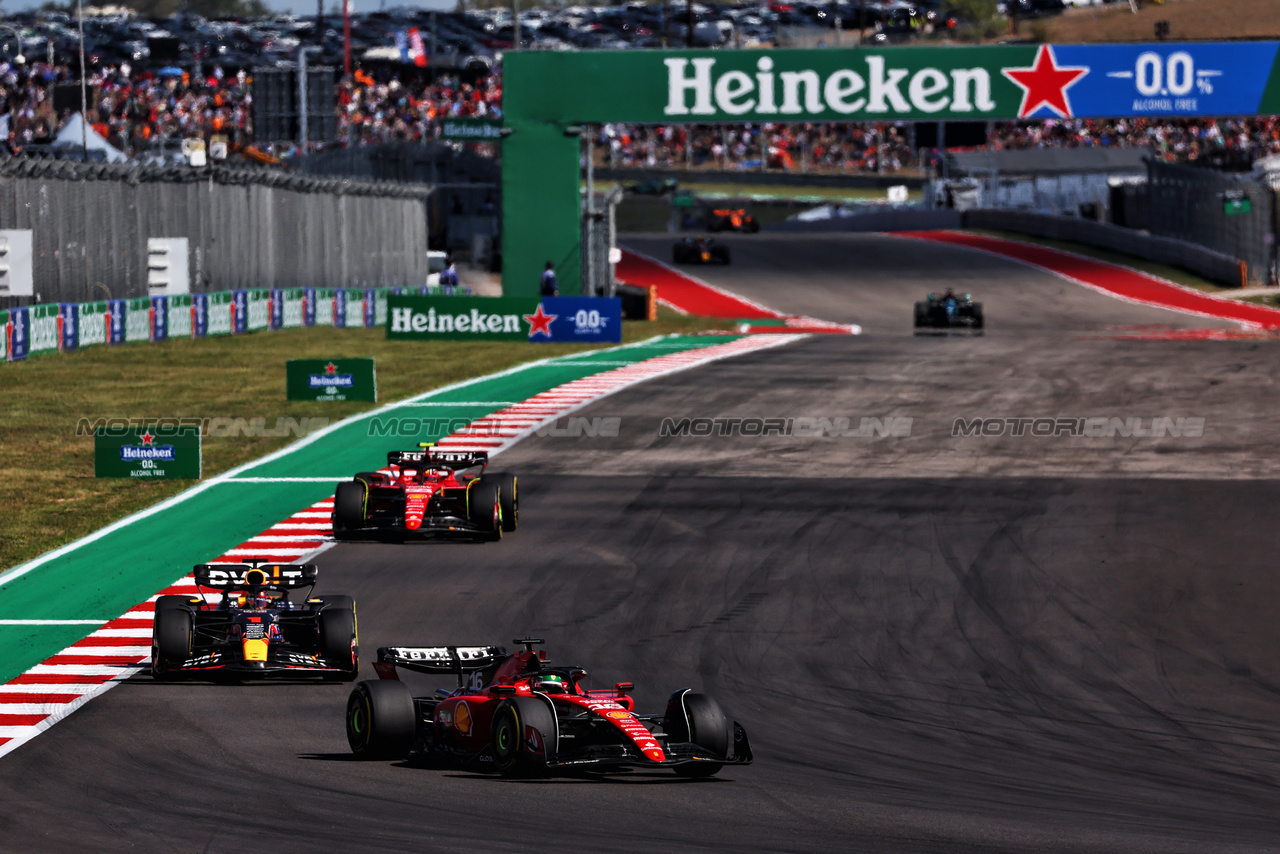 GP STATI UNITI, Charles Leclerc (MON) Ferrari SF-23.

22.10.2023. Formula 1 World Championship, Rd 19, United States Grand Prix, Austin, Texas, USA, Gara Day.

 - www.xpbimages.com, EMail: requests@xpbimages.com © Copyright: Coates / XPB Images