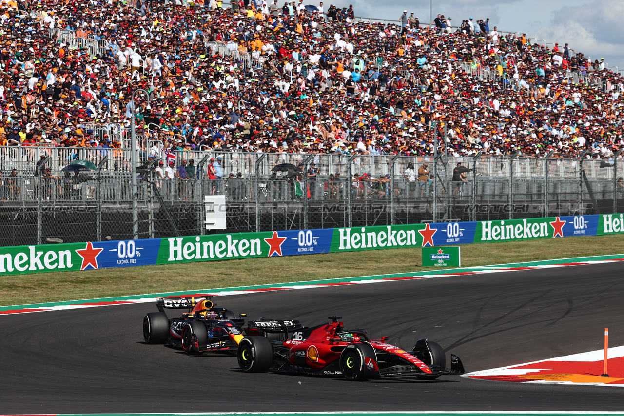 GP STATI UNITI, Charles Leclerc (MON) Ferrari SF-23.

22.10.2023. Formula 1 World Championship, Rd 19, United States Grand Prix, Austin, Texas, USA, Gara Day.

 - www.xpbimages.com, EMail: requests@xpbimages.com © Copyright: Coates / XPB Images