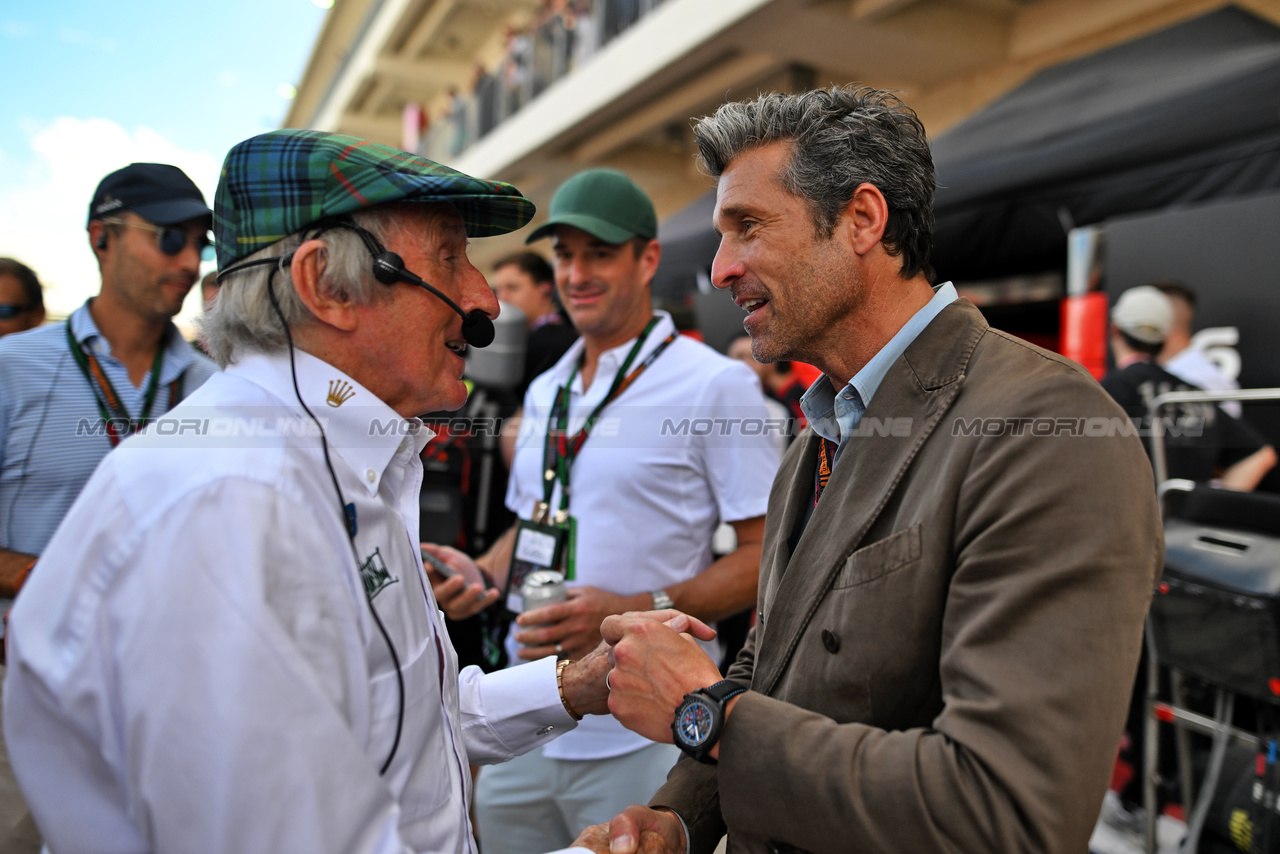 GP STATI UNITI, (L to R): Jackie Stewart (GBR) with Patrick Dempsey (USA) Actor.

22.10.2023. Formula 1 World Championship, Rd 19, United States Grand Prix, Austin, Texas, USA, Gara Day.

- www.xpbimages.com, EMail: requests@xpbimages.com © Copyright: Price / XPB Images