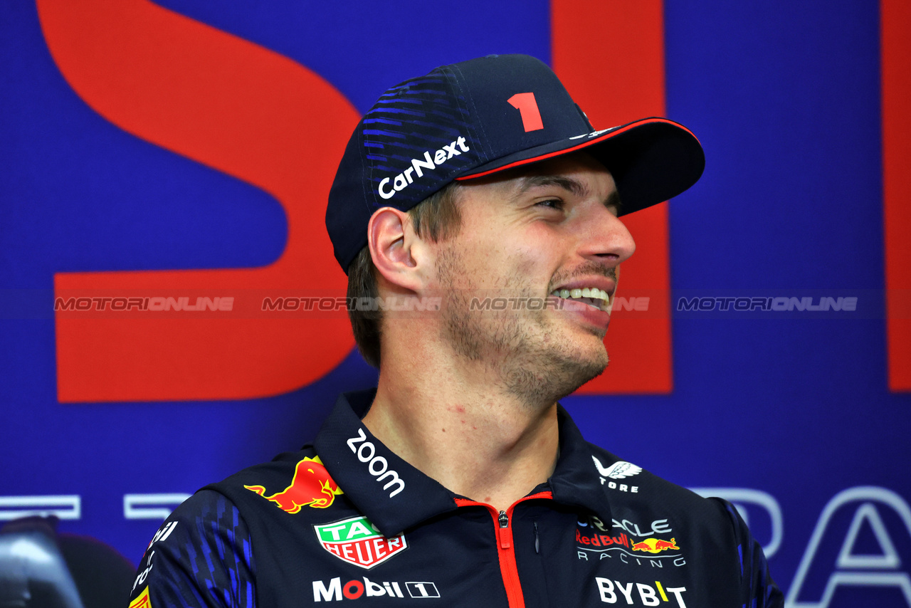 GP STATI UNITI, Max Verstappen (NLD) Red Bull Racingi in the FIA Press Conference.

19.10.2023. Formula 1 World Championship, Rd 19, United States Grand Prix, Austin, Texas, USA, Preparation Day.

- www.xpbimages.com, EMail: requests@xpbimages.com © Copyright: Bearne / XPB Images