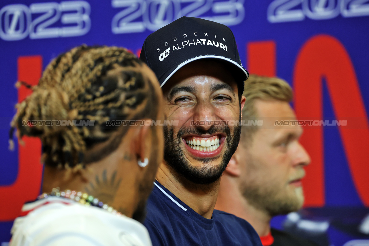 GP STATI UNITI, Daniel Ricciardo (AUS) AlphaTauri in the FIA Press Conference.

19.10.2023. Formula 1 World Championship, Rd 19, United States Grand Prix, Austin, Texas, USA, Preparation Day.

- www.xpbimages.com, EMail: requests@xpbimages.com © Copyright: Bearne / XPB Images