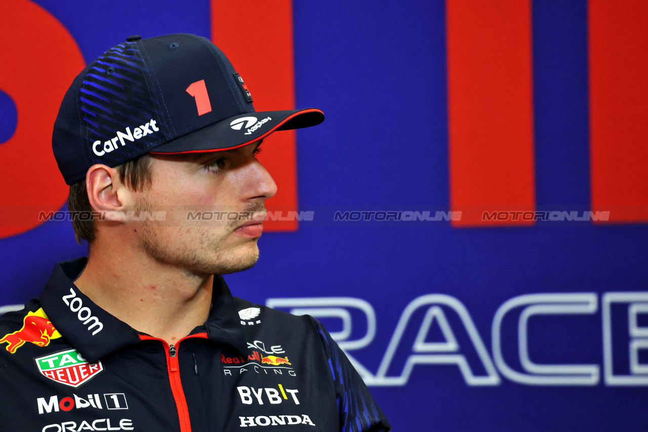GP STATI UNITI, Max Verstappen (NLD) Red Bull Racingi in the FIA Press Conference.

19.10.2023. Formula 1 World Championship, Rd 19, United States Grand Prix, Austin, Texas, USA, Preparation Day.

- www.xpbimages.com, EMail: requests@xpbimages.com © Copyright: Bearne / XPB Images