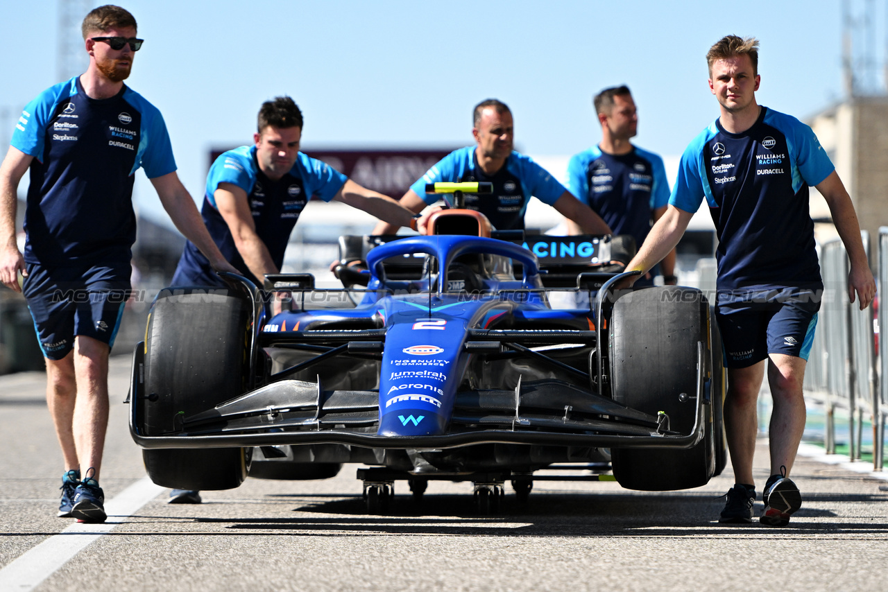 GP STATI UNITI, Williams Racing FW45 pushed down the pit lane.

19.10.2023. Formula 1 World Championship, Rd 19, United States Grand Prix, Austin, Texas, USA, Preparation Day.

- www.xpbimages.com, EMail: requests@xpbimages.com © Copyright: Price / XPB Images