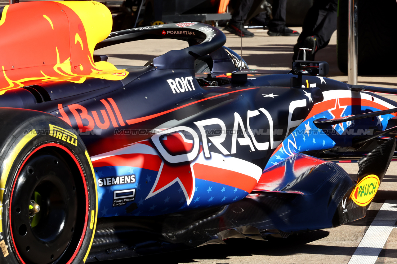 GP STATI UNITI, Red Bull Racing RB19 - USA livery.

19.10.2023. Formula 1 World Championship, Rd 19, United States Grand Prix, Austin, Texas, USA, Preparation Day.

- www.xpbimages.com, EMail: requests@xpbimages.com © Copyright: Batchelor / XPB Images