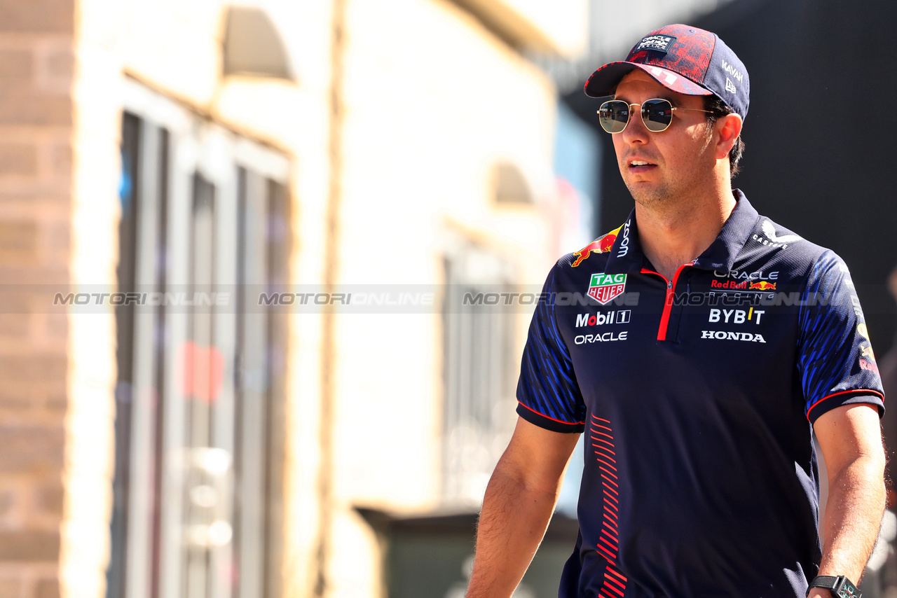 GP STATI UNITI, Sergio Perez (MEX) Red Bull Racing.

19.10.2023. Formula 1 World Championship, Rd 19, United States Grand Prix, Austin, Texas, USA, Preparation Day.

- www.xpbimages.com, EMail: requests@xpbimages.com © Copyright: Batchelor / XPB Images