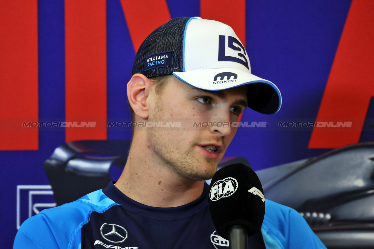 GP STATI UNITI, Logan Sargeant (USA) Williams Racing in the FIA Press Conference.

19.10.2023. Formula 1 World Championship, Rd 19, United States Grand Prix, Austin, Texas, USA, Preparation Day.

- www.xpbimages.com, EMail: requests@xpbimages.com © Copyright: Bearne / XPB Images