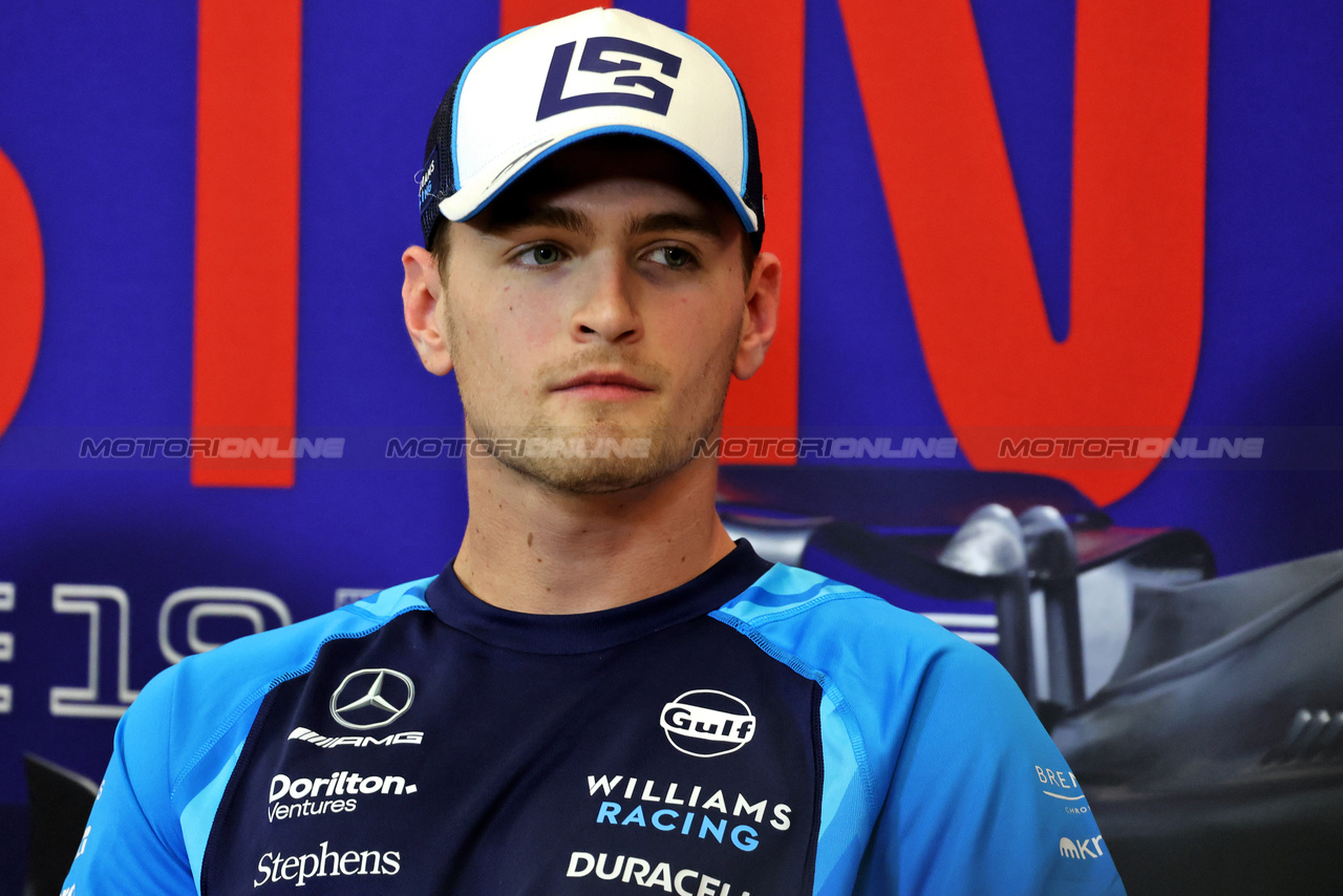 GP STATI UNITI, Logan Sargeant (USA) Williams Racing in the FIA Press Conference.

19.10.2023. Formula 1 World Championship, Rd 19, United States Grand Prix, Austin, Texas, USA, Preparation Day.

- www.xpbimages.com, EMail: requests@xpbimages.com © Copyright: Bearne / XPB Images