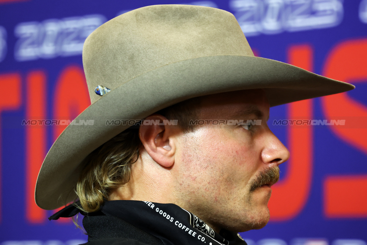 GP STATI UNITI, Valtteri Bottas (FIN) Alfa Romeo F1 Team in the FIA Press Conference.

19.10.2023. Formula 1 World Championship, Rd 19, United States Grand Prix, Austin, Texas, USA, Preparation Day.

- www.xpbimages.com, EMail: requests@xpbimages.com © Copyright: Bearne / XPB Images