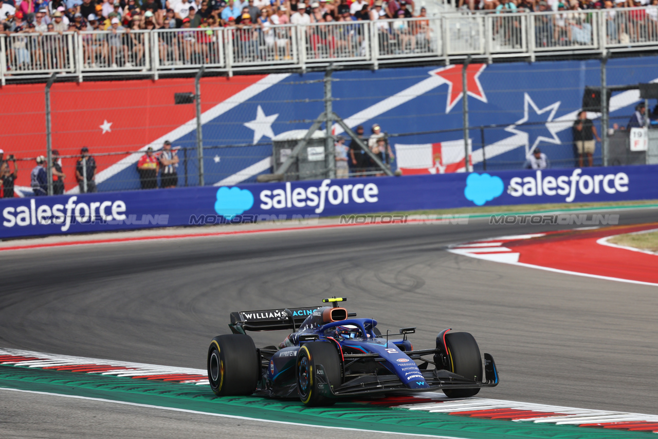 GP STATI UNITI, Logan Sargeant (USA) Williams Racing FW45.

21.10.2023. Formula 1 World Championship, Rd 19, United States Grand Prix, Austin, Texas, USA, Sprint Day.

- www.xpbimages.com, EMail: requests@xpbimages.com © Copyright: Batchelor / XPB Images