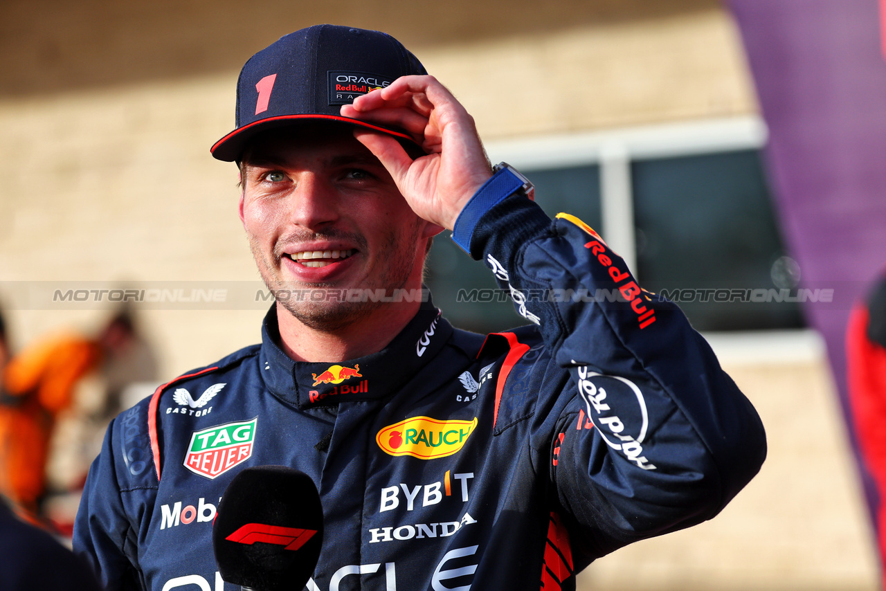 GP STATI UNITI, Winner Max Verstappen (NLD) Red Bull Racing in Sprint parc ferme.

21.10.2023. Formula 1 World Championship, Rd 19, United States Grand Prix, Austin, Texas, USA, Sprint Day.

- www.xpbimages.com, EMail: requests@xpbimages.com © Copyright: Batchelor / XPB Images
