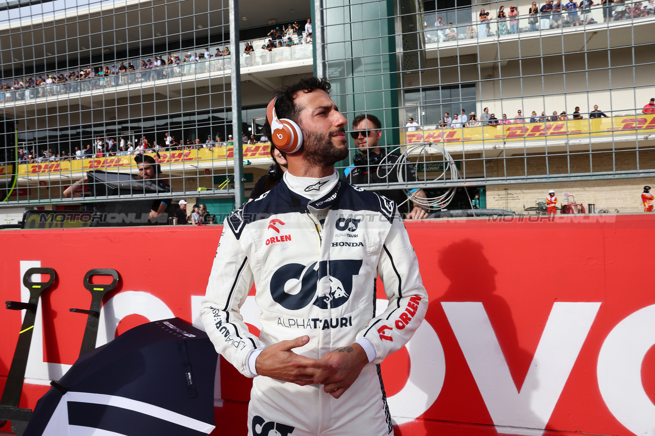 GP STATI UNITI, Daniel Ricciardo (AUS) AlphaTauri on the grid.

21.10.2023. Formula 1 World Championship, Rd 19, United States Grand Prix, Austin, Texas, USA, Sprint Day.

- www.xpbimages.com, EMail: requests@xpbimages.com © Copyright: Batchelor / XPB Images