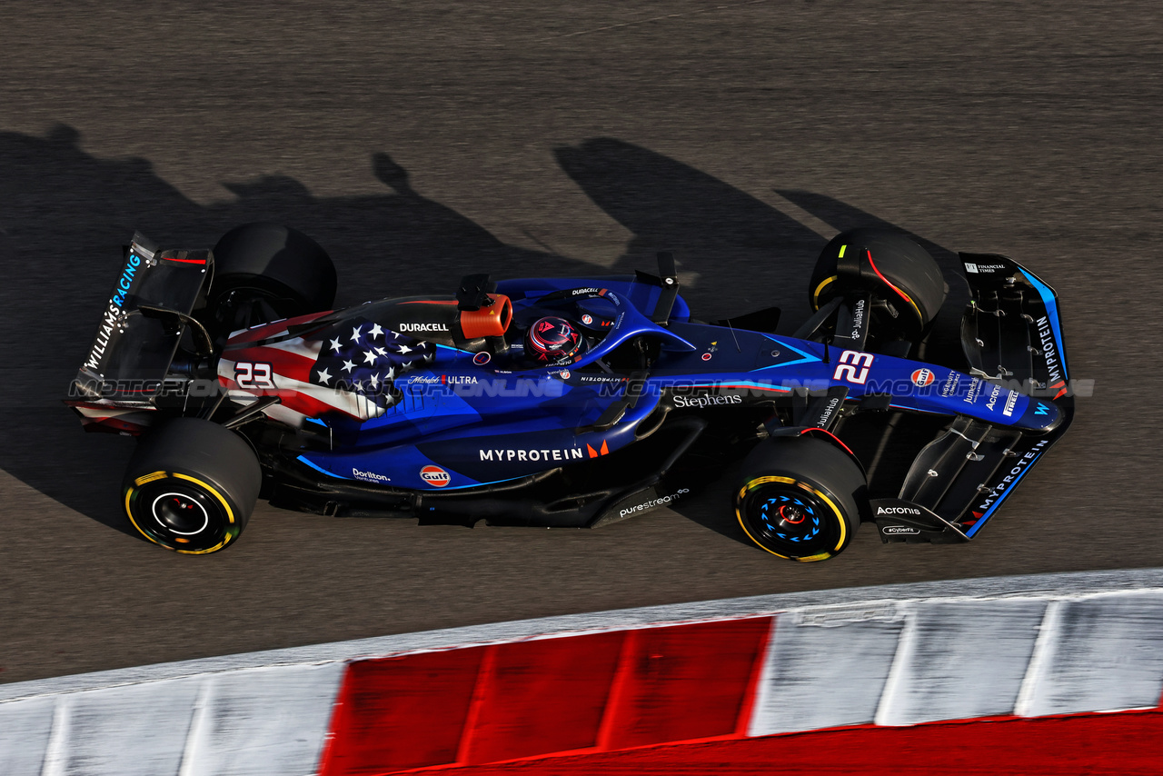 GP STATI UNITI, Alexander Albon (THA) Williams Racing FW45.

21.10.2023. Formula 1 World Championship, Rd 19, United States Grand Prix, Austin, Texas, USA, Sprint Day.

 - www.xpbimages.com, EMail: requests@xpbimages.com © Copyright: Coates / XPB Images