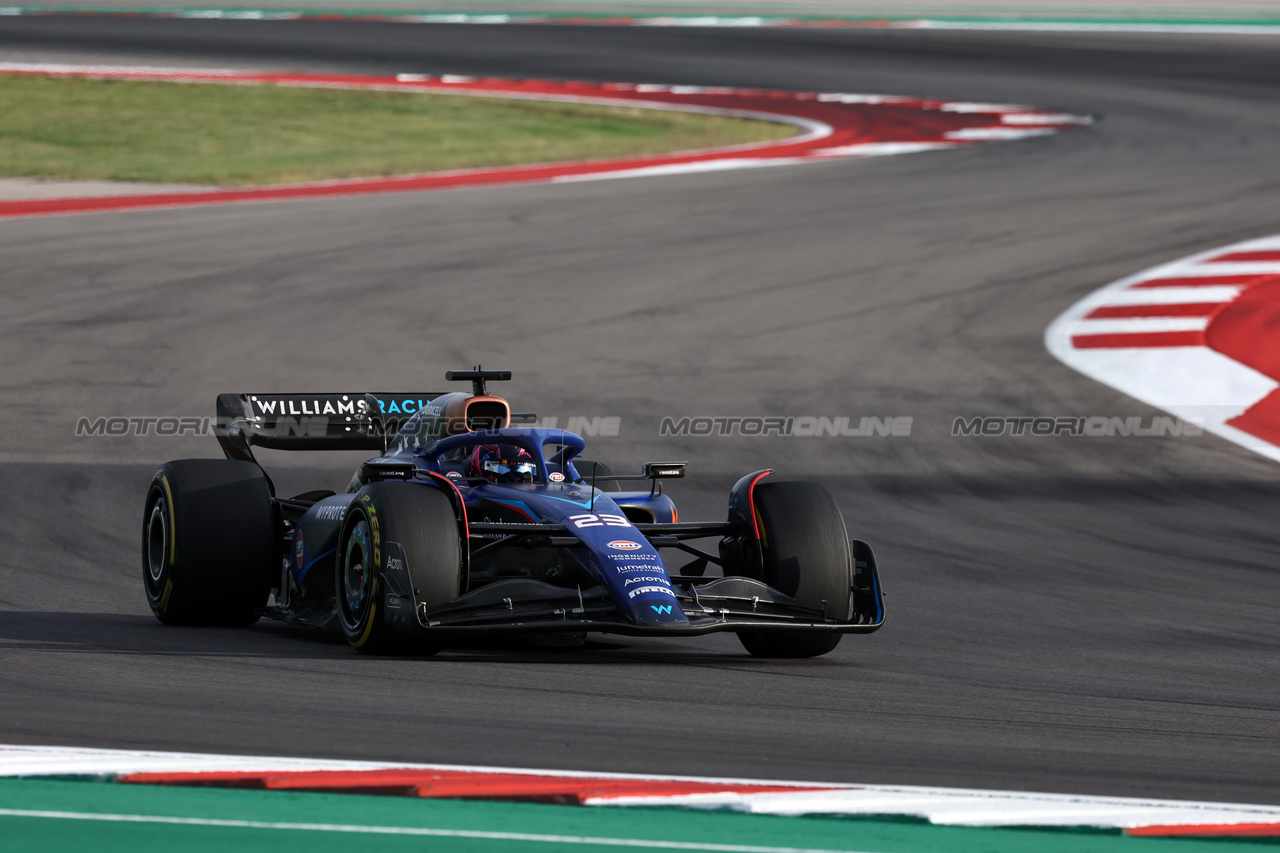 GP STATI UNITI, Alexander Albon (THA) Williams Racing FW45.

21.10.2023. Formula 1 World Championship, Rd 19, United States Grand Prix, Austin, Texas, USA, Sprint Day.

- www.xpbimages.com, EMail: requests@xpbimages.com © Copyright: Moy / XPB Images