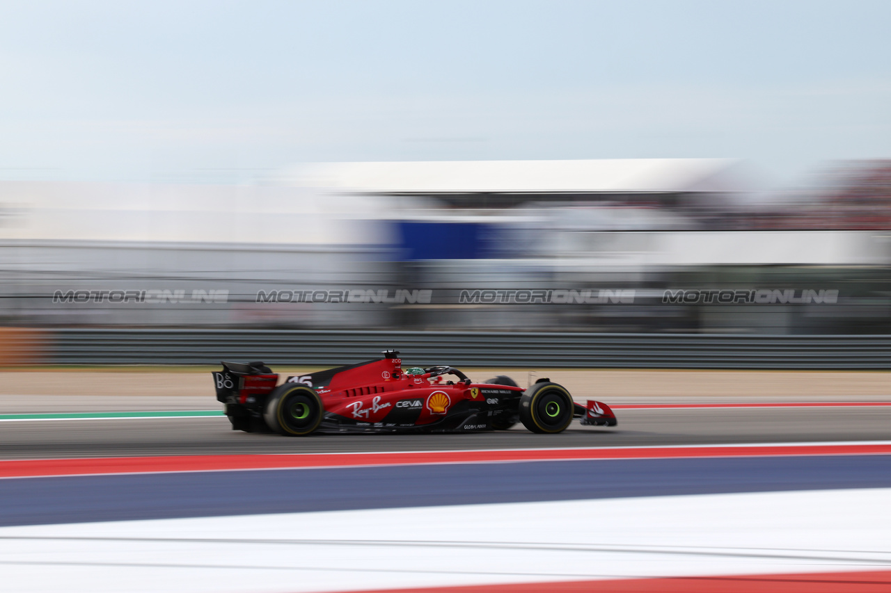 GP STATI UNITI, Charles Leclerc (MON) Ferrari SF-23.

21.10.2023. Formula 1 World Championship, Rd 19, United States Grand Prix, Austin, Texas, USA, Sprint Day.

 - www.xpbimages.com, EMail: requests@xpbimages.com © Copyright: Rew / XPB Images