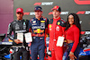 GP STATI UNITI, Sprint top three in parc ferme (L to R): Lewis Hamilton (GBR) Mercedes AMG F1, second; Max Verstappen (NLD) Red Bull Racing, winner; Charles Leclerc (MON) Ferrari, third; Sha'Carri Richardson (USA) Athlete.
21.10.2023. Formula 1 World Championship, Rd 19, United States Grand Prix, Austin, Texas, USA, Sprint Day.
- www.xpbimages.com, EMail: requests@xpbimages.com © Copyright: Batchelor / XPB Images